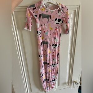 Little sleepies new born Pink Baby Sleeper animal bamboo infant gown infant